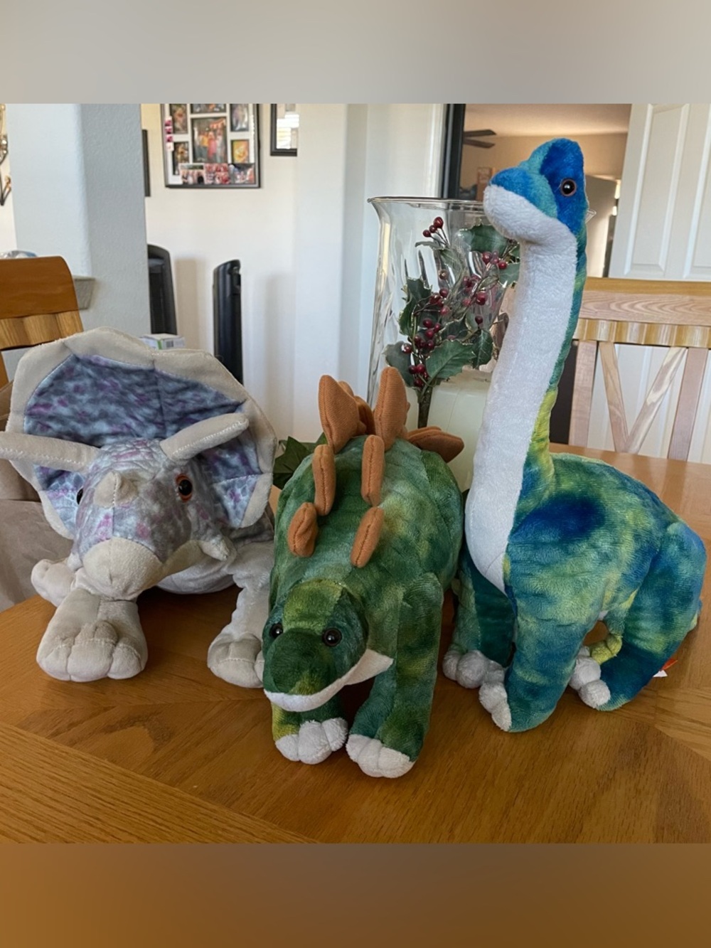 Wild Republic Stegosaurus, Brachiosaurus, Triceratops Dinosaur Plush Bundle